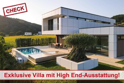 Perfekte Ruhelage! Hochwertige Designvilla mit Salzwasserpool am Gedersberg!
