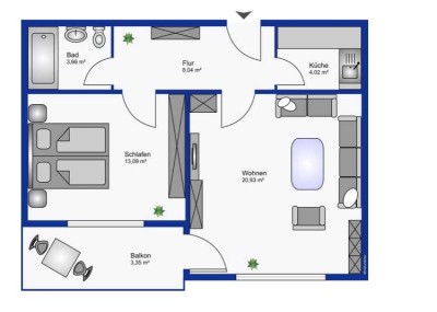 Modernisierte 2-Raum-Erdgeschosswohnung mit Balkon und Einbauküche in Kaufering