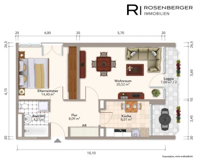 Leerstehende 2,5-Zimmerwohnung mit Alpenblick