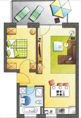 Sehr schöne 2-Zimmer-Wohnung mit Einbauküche in Augsburg