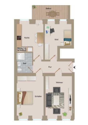 Ideal für Senioren: 3-Raumwohnung mit Dusche und Balkon