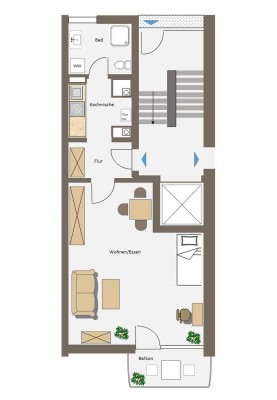 Großzügige 1 ZKB-Wohnung in zentraler Lage