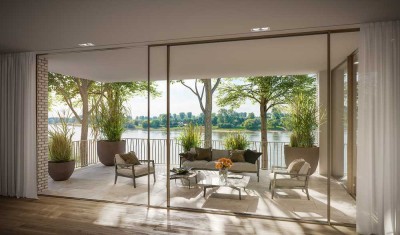 Terrasse, Sauna und Kamin - Luxus Neubauwohnung am Schlosspark mit Rheinblick (WE 6)