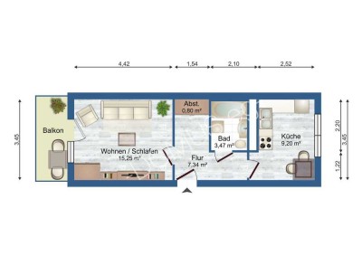 1-Zimmer-Wohnung in Schmölln mit Balkon, und Dusche!