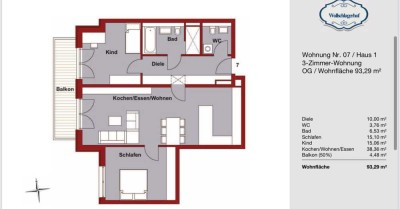 Geschmackvolle 3-Raum-Wohnung mit Balkon in Münsing