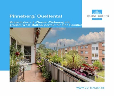 Modernisierte 4-Zimmer-Wohnung im Quellental mit großem West-Balkon, perfekt für eine Familie!