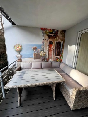 Exklusive 3-Zimmer-Wohnung in Baden-Baden – Vollmöbliert, Terrasse mit Blick auf die Oos