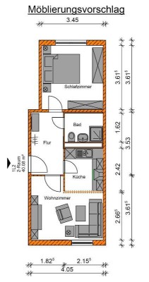 Provisionsfrei: Januar-Angebot!        sofort vermietbare 2-Raumwohnung