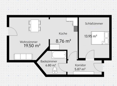 2- Zimmer Wohnung mit Garten