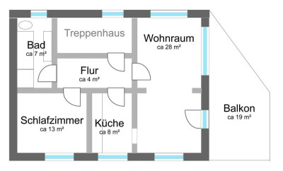 Helle, renovierte 2-Zimmer-Wohnung mit Balkon und EBK in Bessenbach