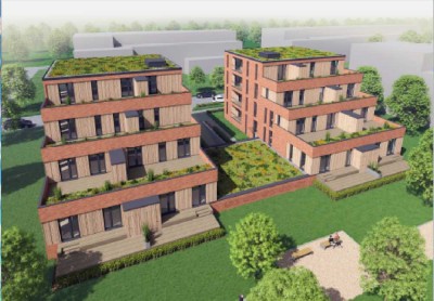 große sonnige Terrasse, Penthousewohnung mit EBK, TG, Aufzug, Loggia, Gäste-WC, Neubau WE 11