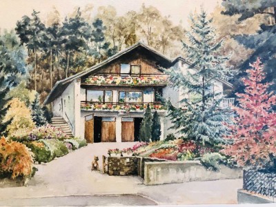 Großzügiges Wohnhaus mit Eichenwald im fränkischen Seenland
