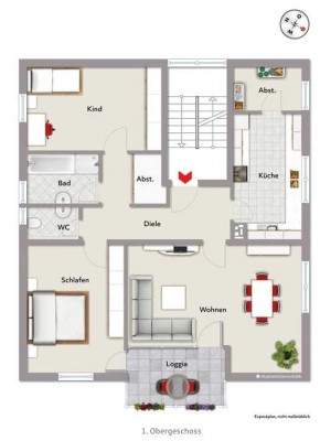 Helle 3-Zimmer Wohnung mit Balkon in Happurg