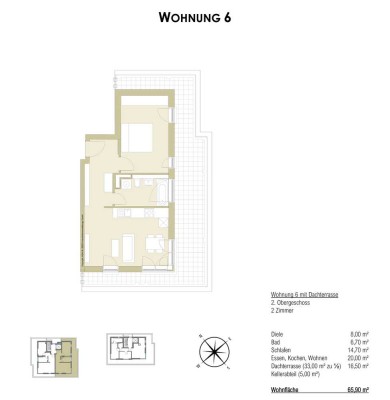 Promenandenensemble "Truderinger Wald" - 2-Zimmer-Dachterrassenwohnung - Whg 6