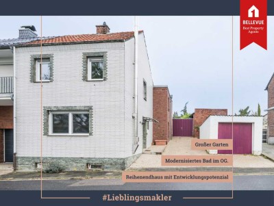 Charmantes Reihenendhaus mit großem Garten, Kamin & Entwicklungspotenzial