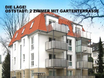 DIE LAGE! OSTSTADT: 2 ZIMMER MIT GARTENTERRASSE