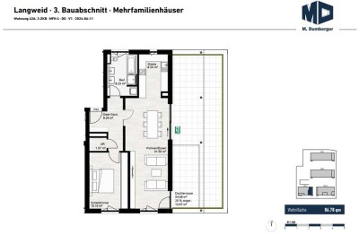 Modernes Penthouse mit großer Dachterrasse in ruhiger Lage