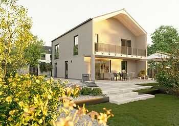 Bauen in Ostholstein - Stadtvilla im zeitgemäßen Design NOVO - überdachte Terrasse und Balkon