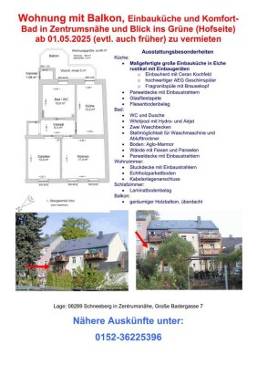 Freundliche 2-Zimmer-Wohnung mit gehobener Innenausstattung mit Balkon und EBK in Schneeberg