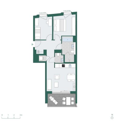 Neubau und Erstbezug einer schönen drei Zimmerwohnung in Düsseldorf-Heerdt