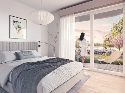 Natur trifft Stadt: 4-Zimmer-Wohnung mit Terrasse + Garten und atemberaubendem Blick auf den Rhein