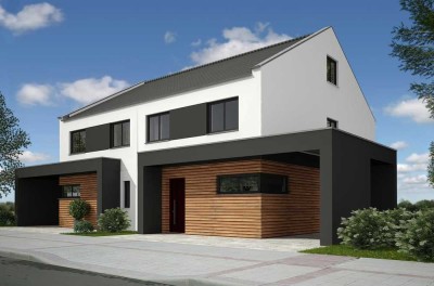 Moderne Doppelhaushälfte mit Wärmepumpe individuell umplanbar