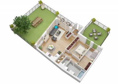 Sehr schöne Familienwohnung mit Terrasse und großer Gartenfläche (T 1.3 / EG)