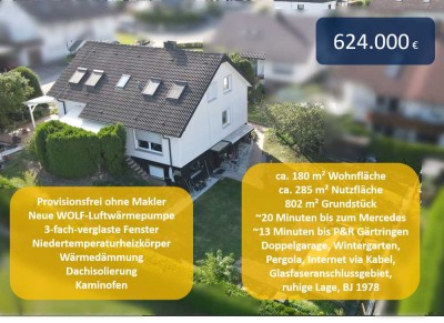 Energieeffizientes Einfamilienhaus mit Wärmepumpe, großem Garten & Doppelgarage – provisionsfrei!