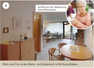 Gepflegte Teil- Möblierte oder auch ohne Möbel verfügbare 2-Zimmer-Wohnung mit Balkon und Einbauküch