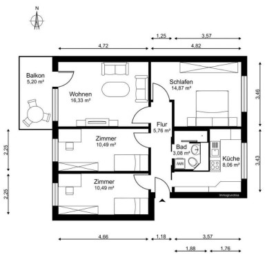 4-Zimmer ETW  in Potsdam| bezugsfrei
1. OG mit Balkon | ca. 72 m² | Keller