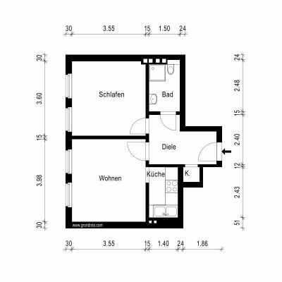 Helle 2-Zimmer-Wohnung mit Gartennutzung