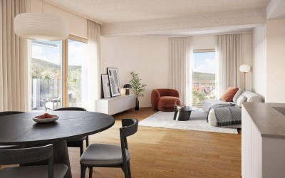 GRÜNE STADTVILLEN - GANZ OBEN! | 3 Zimmer mit Süd-Balkon | Holzbauweise - Umweltbewusst - Modern | Provisionsfrei!