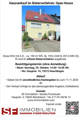 Einladung zum "Open House im Bieterverfahren" Wann: Sa. 25.10.2025 14-16.00 Uhr in Heuchlingen Ha...