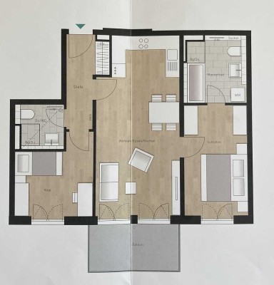 Neubau 3-Zimmer-Wohnung mit hochwertiger Innenausstattung mit EBK in Gauting