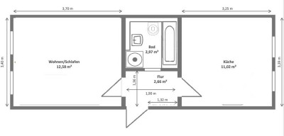 1-Zimmer OG Wohnung mit separater Küche