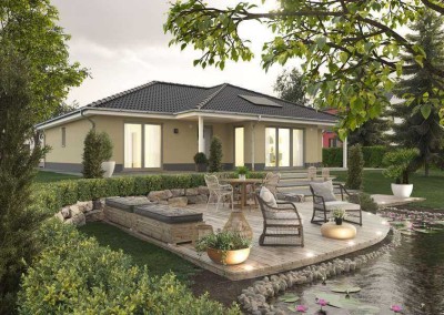 Winkelbungalow mit ELW, Preis inkl. Grundstück, massiv gebaut