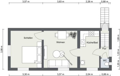 Möbeliertes 2-Zimmer Apartment