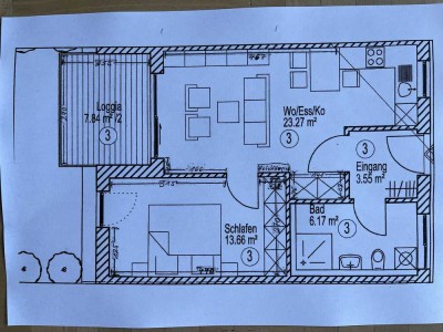 In Deggendorf: Gepflegte Terrassenwohnung mit zwei Zimmern und Balkon