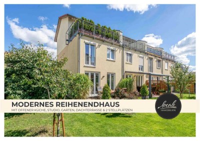 Reihenendhaus mit Studio, Dachterrasse, Garten, 2 Stellplätzen – modern, hell & top gepflegt