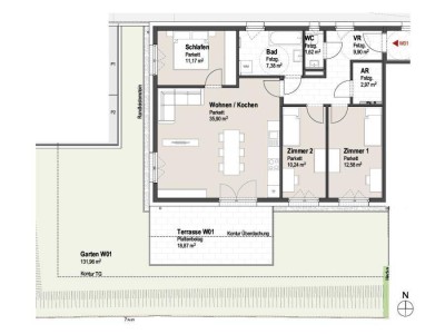 Maurachfeld W1 - 4 Zimmer Wohnung mit Terrasse und großem Garten