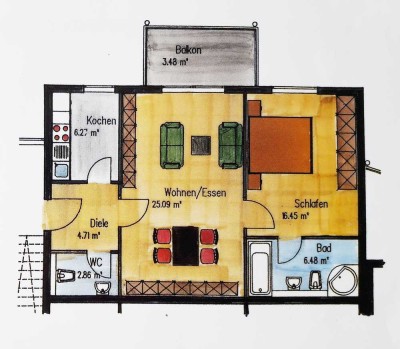 Helle 2-Zimmer Wohnung mit Balkon in schöner Lage in Saarbrücken