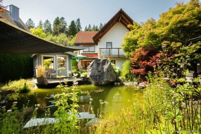 Seltenheit: Familienidyll mit Wellnessfaktor – Einfamilienhaus mit Naturteich, Sauna & Whirlpool