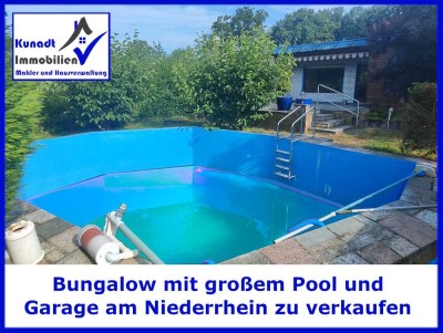 Bungalow mit großem Pool und Garage am Naturschutzgebiet