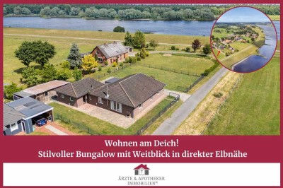 Wohnen am Deich – stilvoller Bungalow mit Weitblick in direkter Elbnähe!