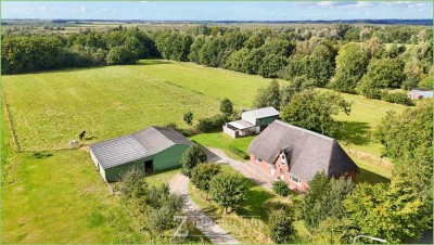Weite Felder, absolute Ruhe – Ihr Reetdachrefugium in Ramstedt
