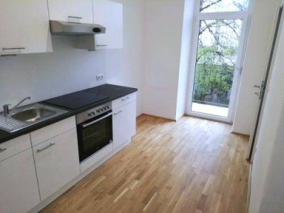 2 ZIMMER-Altbau + sonniger West-Balkon + extra Küche möbliert + neuwertige Sanitäranlagen + nähe TU!