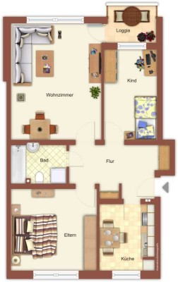Helle 3-Zimmer-Wohnung mit Balkon und Wanne – Erdgeschosswohnung in ruhiger Lage von Neuwerk