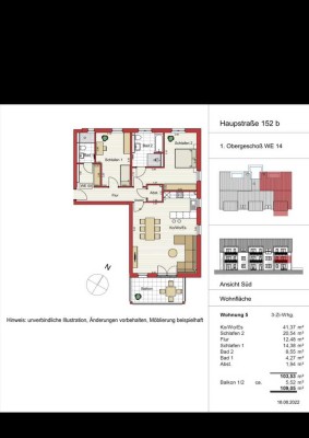 hochwertige 3-Zimmer Wohnung, Neubau, Erstbezug zum 1.1.2025