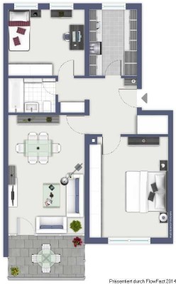 Stilvolle 3 Zimmer Wohnung mit Balkon und Einbauküche in Köln