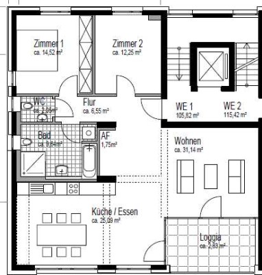 Neuwertige 2-Zimmer Wohnung im 1. OG in Schwelm